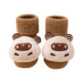 thumbnail image 1 of ZQUUVOU Baby Cartoon Booties Socks Grip Socks Winter Warm Fuzzy Socks Newborn Infant Unisex Thick Cotton Plush Socks Khaki A, 1 of 4