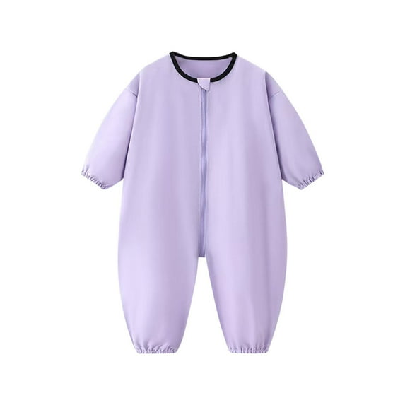 ZQUUVOU Baby Fall Winter Romper Solid Color Long Sleeve Jumpsuits with Zipper Outdoor Clothing Play and Sleep Suits Purple