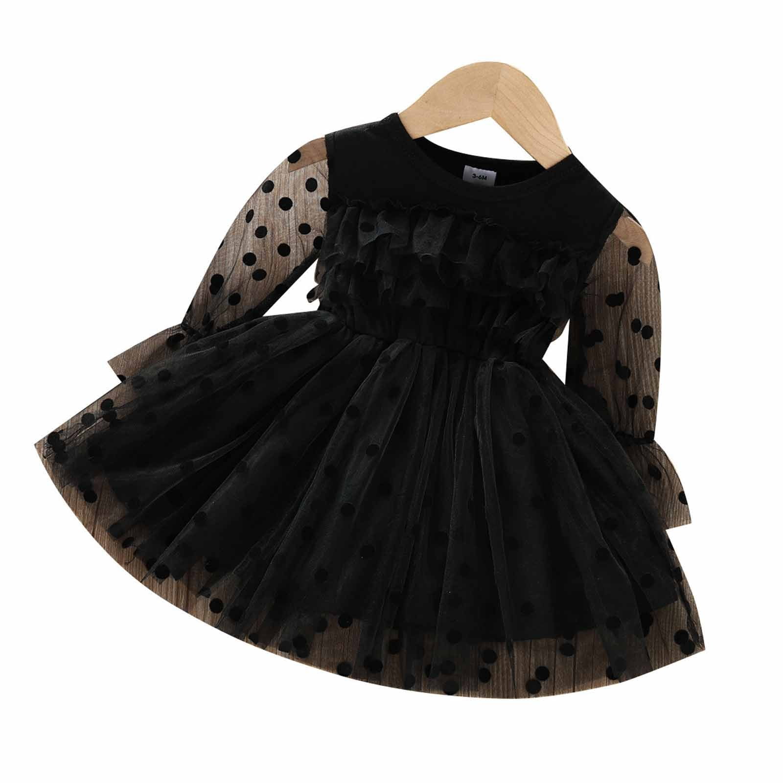 ZQUUVOU Baby Girl Dress Toddler Cute Long Sleeve Crew Neck Infant Tulle