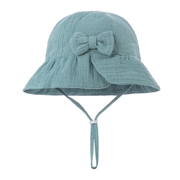 ZQUUVOU Baby Infant Bucket Hat Cute Bow Sun Hat Toddler Beach Hats Adjustable Outdoor Hat Sun Protection Wide Brim Girls Bucket Hat Blue