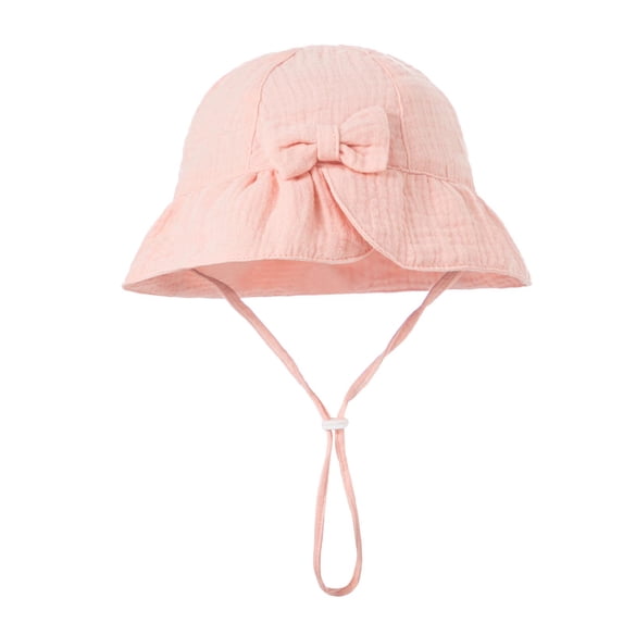 ZQUUVOU Baby Infant Bucket Hat Cute Bow Sun Hat Toddler Beach Hats Adjustable Outdoor Hat Sun Protection Wide Brim Girls Bucket Hat Pink