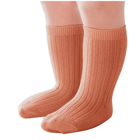 ZQUUVOU Baby Toddler Grip Tube Socks Knee High Socks Solid Color Non Slip Socks Comfy Warm Floor Crawling Socks for Boys Girls Orange