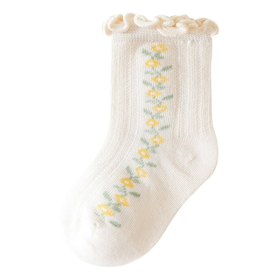 ZQUUVOU Baby Toddler Mesh Socks Floral Pattern Lace Socks Comfortable Breathable Socks for Infant Newborn Beige