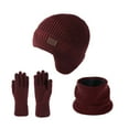thumbnail image 1 of ZQUUVOU Beanie Neck Warmer Gloves 3 Piece Set for Women Men Unisex Solid Color Thermal Winter Outdoor Sports Accessory Burgundy, 1 of 3