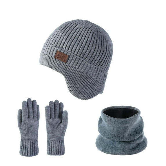 ZQUUVOU Beanie Neck Warmer Gloves 3 Piece Set for Women Men Unisex Solid Color Thermal Winter Outdoor Sports Accessory Gray