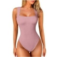 thumbnail image 1 of ZQUUVOU Bodysuit for Women Scoop Neck Sleeveless Tank Top Bodysuits Thong Seamless Sleeveless Basic Leotards Body Shaper Pink B, 1 of 4