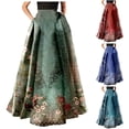 thumbnail image 1 of ZQUUVOU Bohemian Maxi Skirt for Women Floral Print High Waist Loose Beach Party Holiday Long Skirt with Pocket Red, 1 of 5