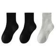 thumbnail image 1 of ZQUUVOU Boys Girls 3 Pairs Socks White Black Gray Basic Knit Cotton Stockings Sports Running Socks Athletic Classic Crew Socks Black, 1 of 6