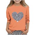 thumbnail image 1 of ZQUUVOU Boys Girls Hearted Print Tee 3/4 Sleeve Round Neck Valentines Pullover Casual Shirts for Children Orange, 1 of 4