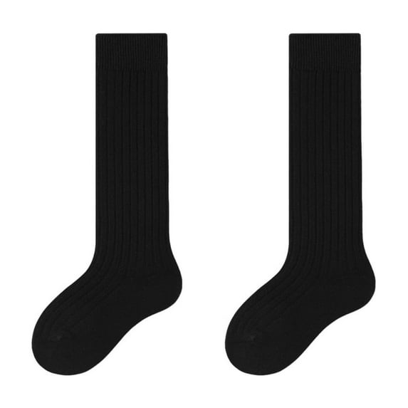 ZQUUVOU Boys Girls Kids Socks Knee High Stocking Casual Fashion Solid Color Basic Socks for Boys Girls Teen Black A