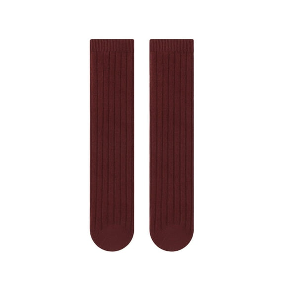 ZQUUVOU Boys Girls Kids Socks Knee High Stocking Casual Fashion Solid Color Basic Socks for Boys Girls Teen Burgundy