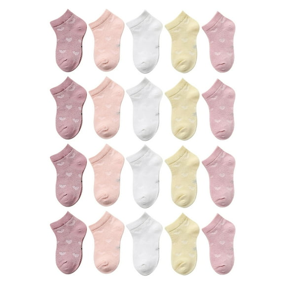 ZQUUVOU Boys Girls Toddler 20 Pairs Socks Solid Color Ankle Socks Mesh Breathable Cotton Socks Kid Socks Pink