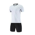 thumbnail image 1 of ZQUUVOU Boys Soccer Uniform Set Short Sleeve Track Suit and Elastic Shorts Breathable Moisture Wicking 2 Piece Kit White, 1 of 5