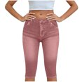 thumbnail image 1 of ZQUUVOU Capri Jeans for Women Pull On Jeggings High Elastic Breathable Tummy Control Yoga Pants Capri Leggings with Pockets Coffee, 1 of 5