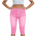 thumbnail image 1 of ZQUUVOU Capri Jeans for Women Pull On Jeggings High Elastic Breathable Tummy Control Yoga Pants Capri Leggings with Pockets Pink, 1 of 5