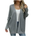 thumbnail image 1 of ZQUUVOU Cardigan Sweaters for Women Tops Solid Color Loose Knitted Long Sleeve Open Front Coat Dark Gray, 1 of 5