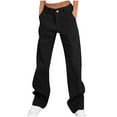 thumbnail image 1 of ZQUUVOU Cargo Pants for Women Baggy Stretchy Wide Leg Pants High Waisted Button Loose Sports Workwear Pocket Pants Black, 1 of 8