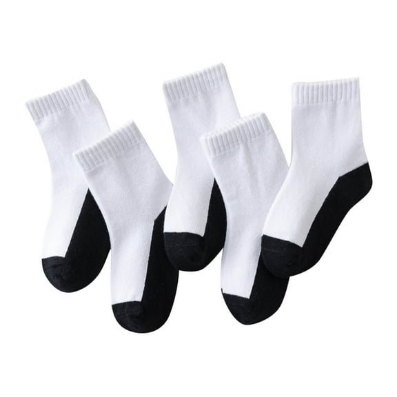 ZQUUVOU Children's 5 Pairs Cotton Socks Black White Socks Breathable Sport Socks Weat Absorbing Socks for Boys Girls Black