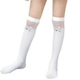 thumbnail image 1 of ZQUUVOU Children's Knee High Tube Socks Mesh Printed Lightweight Breathable Sheer Stockings Dress Long Socks White B, 1 of 9