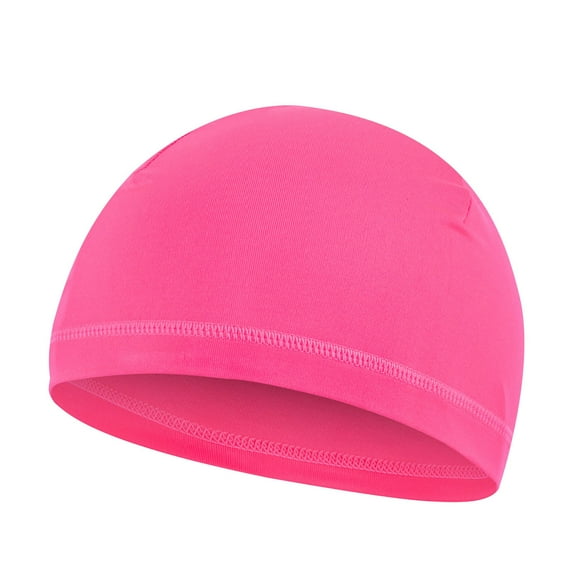ZQUUVOU Children's Skull Cap Cooling Running Cycling Beanie Elastic Bike Head Wrap Helmet Liner Outdoor Sport Caps for Kids Hot Pink