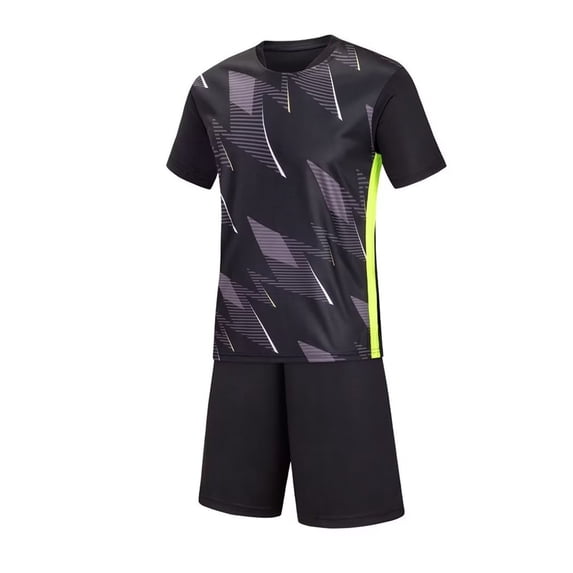 ZQUUVOU Childrens Boys Soccer Uniform Set Short Sleeve Track Suit and Elastic Waist Shorts Breathable 2 Piece Outfits Black