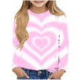 thumbnail image 1 of ZQUUVOU Childrens Valentines Print Tops Long Sleeve Round Neck Pullover Under Shirt for Kids Holiday Gift Pink, 1 of 5