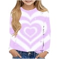 thumbnail image 1 of ZQUUVOU Childrens Valentines Print Tops Long Sleeve Round Neck Pullover Under Shirt for Kids Holiday Gift Purple, 1 of 5