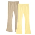 thumbnail image 1 of ZQUUVOU Childrens Yoga Flare Pants Set 2 Pack High Waisted Bootcut Yoga Pants Solid Color Stretchy Leggings for Girls Beige, 1 of 8