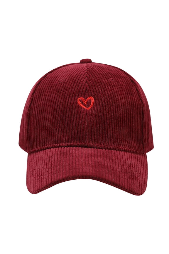 Corduroy Baseball Cap for Men Women Embroidery Trucker Hats Adjustable Sunshade Vintage Sport Sun Hat for Hiking Travel Burgundy