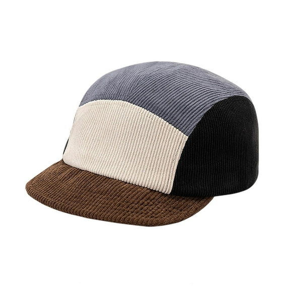 ZQUUVOU Corduroy Baseball Cap for Men Women Flat Brim Unisex Trucker Hats Adjustable Sunshade Vintage Sport Trucker Hat Black
