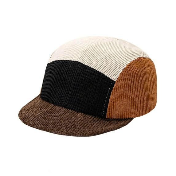 ZQUUVOU Corduroy Baseball Cap for Men Women Flat Brim Unisex Trucker Hats Adjustable Sunshade Vintage Sport Trucker Hat Coffee