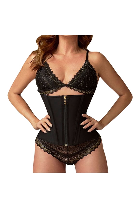 Corset Waist Trainer for Women Latex Waist Cincher Workout Body Shaper Breathable Girdle Sport Shaping Waist Black