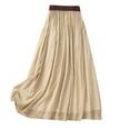 thumbnail image 1 of ZQUUVOU Cotton Linen Midi Skirt for Women A Line Summer Solid Color Elastic Waist Loose Casual Daily Skirt Khaki, 1 of 8