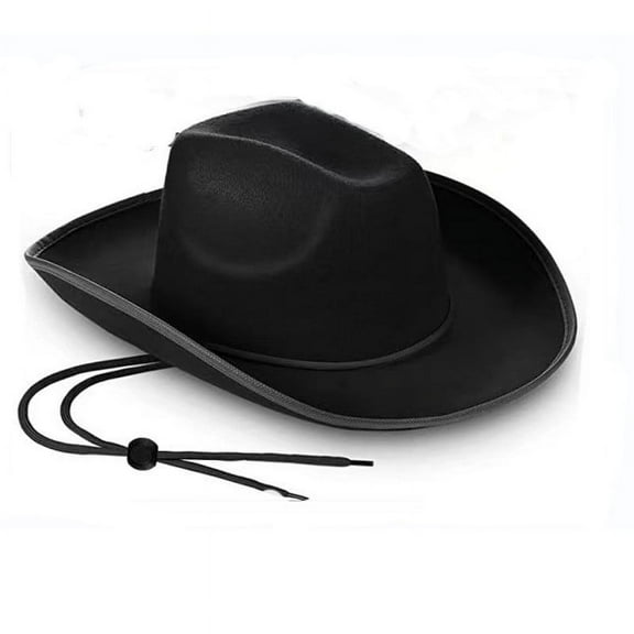 ZQUUVOU Cowboy Hat for Women Men Retro Felt Hat Adjustable Wide Brim Western Cowboy Cowgirl Hat Party Dress Up Hat Black