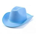 thumbnail image 1 of ZQUUVOU Cowboy Hat for Women Men Retro Felt Hat Adjustable Wide Brim Western Cowboy Cowgirl Hat Party Dress Up Hat Blue, 1 of 2