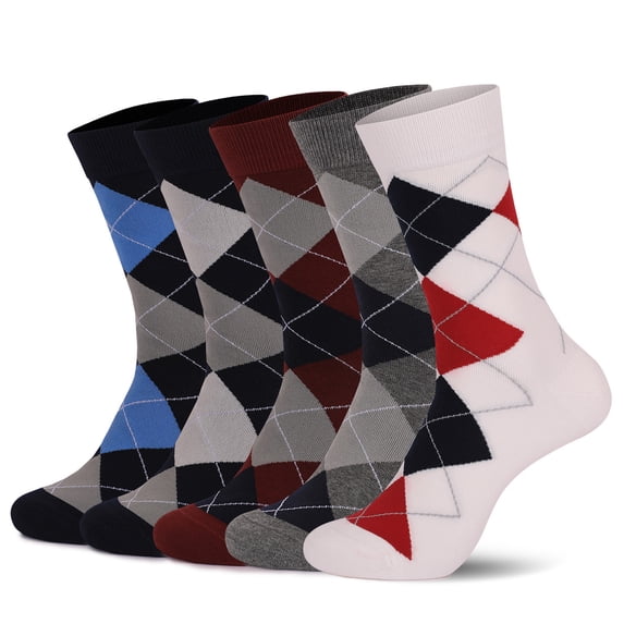 ZQUUVOU Crew Socks for Men Breathable Argyle Pattern Soft Cotton Socks Casual Dress Mid Calf Socks Daily Business Wear Blue
