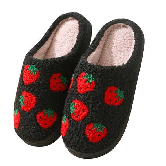 ZQUUVOU Cute House Slippers for Women Closed Toe Plush Slippers Slip On Warm Cozy Indoor Home Winter House Shoes Trendy Gift Black