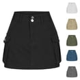 thumbnail image 1 of ZQUUVOU Denim Mini Skirt for Women Solid Color High Waist Button Zipper Pocket Casual Streetwear Short Skirt Blue, 1 of 6