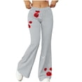 thumbnail image 1 of ZQUUVOU Flare Leggings for Women Casual Vintage Rose Print Yoga Pants Elastic High Waist Stretchy Bell Bottom Pants Gray, 1 of 7