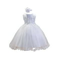 thumbnail image 1 of ZQUUVOU Flower Girl Dress Bowknot Sleeveless Birthday Tulle Dress for Wedding Princess Formal Pageant Dance Ball Gown White, 1 of 5