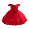 thumbnail image 1 of ZQUUVOU Flower Girls Dress Elegant Princess Puffy Tulle Dresses Bow Tie Waist Birthday Party Pageant Maxi Prom Gown Red, 1 of 6