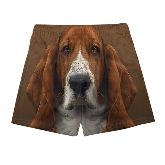 ZQUUVOU Funny Dog Print Men's Swim Trunks Novelty Animal Pattern Beach Shorts Quick Dry Sports Shorts with Pockets Brown