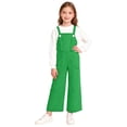 thumbnail image 1 of ZQUUVOU Girls Bib Denim Overall Pants with Pockets Adjustable Straps Casual Back To School Comfortable Long Jumpsuit Green, 1 of 8