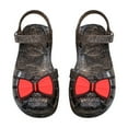 thumbnail image 1 of ZQUUVOU Girls Jelly Gladiator Sandals Bow Detail Soft Sole Princess Breathable Hollow Out Closed Toe Beach Dress Shoes Black, 1 of 6