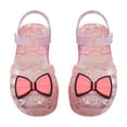 thumbnail image 1 of ZQUUVOU Girls Jelly Gladiator Sandals Bow Detail Soft Sole Princess Breathable Hollow Out Closed Toe Beach Dress Shoes Pink, 1 of 9