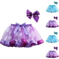 thumbnail image 1 of ZQUUVOU Girls Metallic Print Tutu Skirt with Hair Bows Shiny Tulle Elastic Waist with Lining Performance Dance Skirt Light Blue, 1 of 6