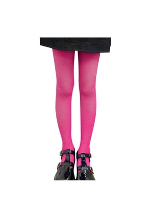 Girls Sequin Fishnet Tights Rhinestone Sparkle Sheer Pantyhose High Waist Fashion Layering Dance Stockings Hot Pink