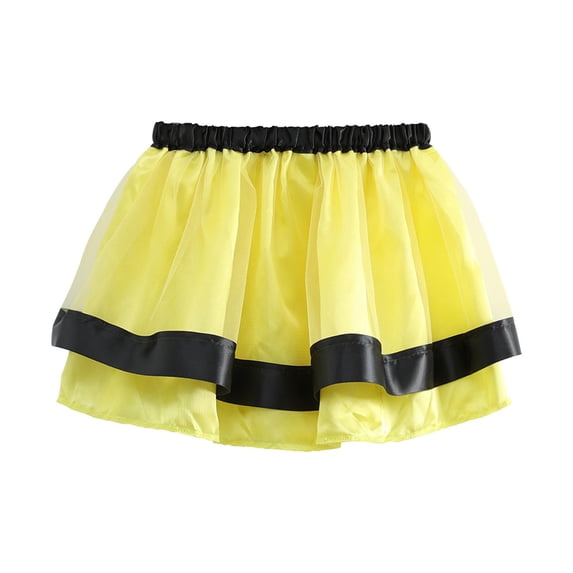 ZQUUVOU Girls Solid Tulle Skirt Gold Color Elastic Waist with Lining Performance Tutu Skirt Recital Dance Party Yellow