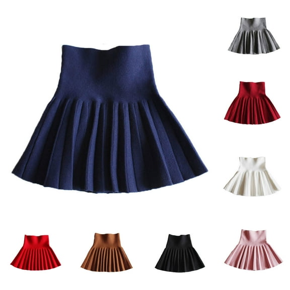 ZQUUVOU Girls Solid Velvet Pleated Skirt A Line Short Skirt School Pleated Skirt School Uniform Mini Skirt Brown