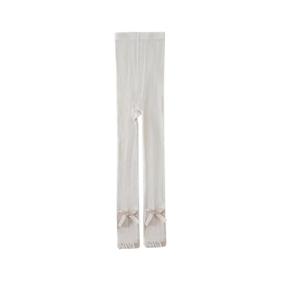 ZQUUVOU Girls Summer Mesh Leggings Toddler Lace Trim Bow Decor Fishnet Footless Tights Soft Stretchy Summer Pantyhose Beige